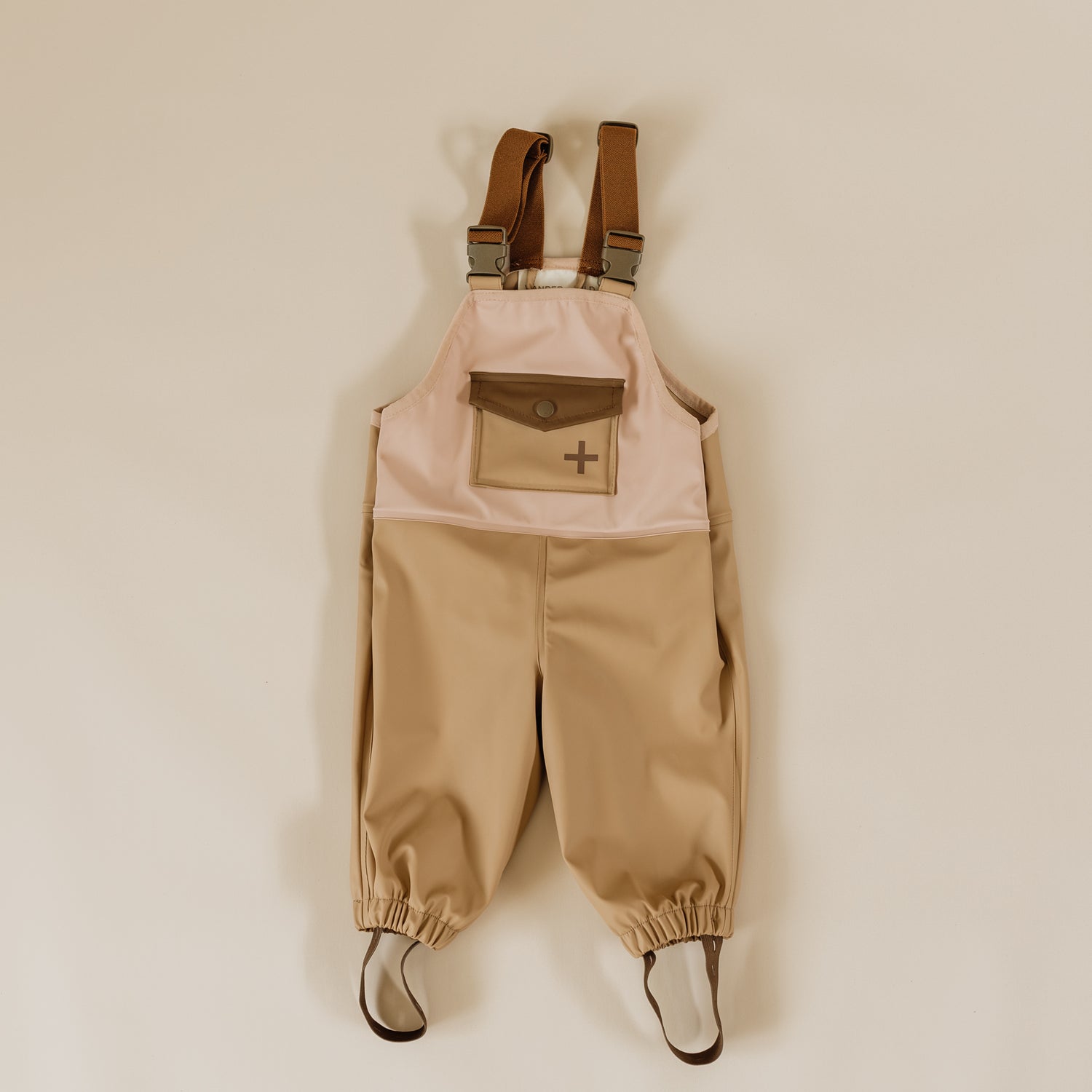 Little Explorer Rain Overalls - Tan/Pink