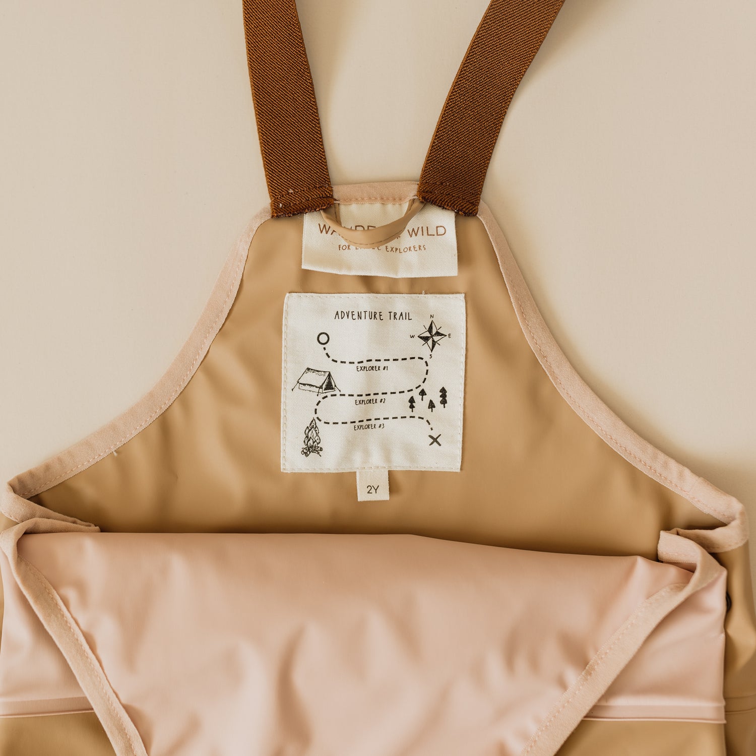 Little Explorer Rain Overalls - Tan/Pink