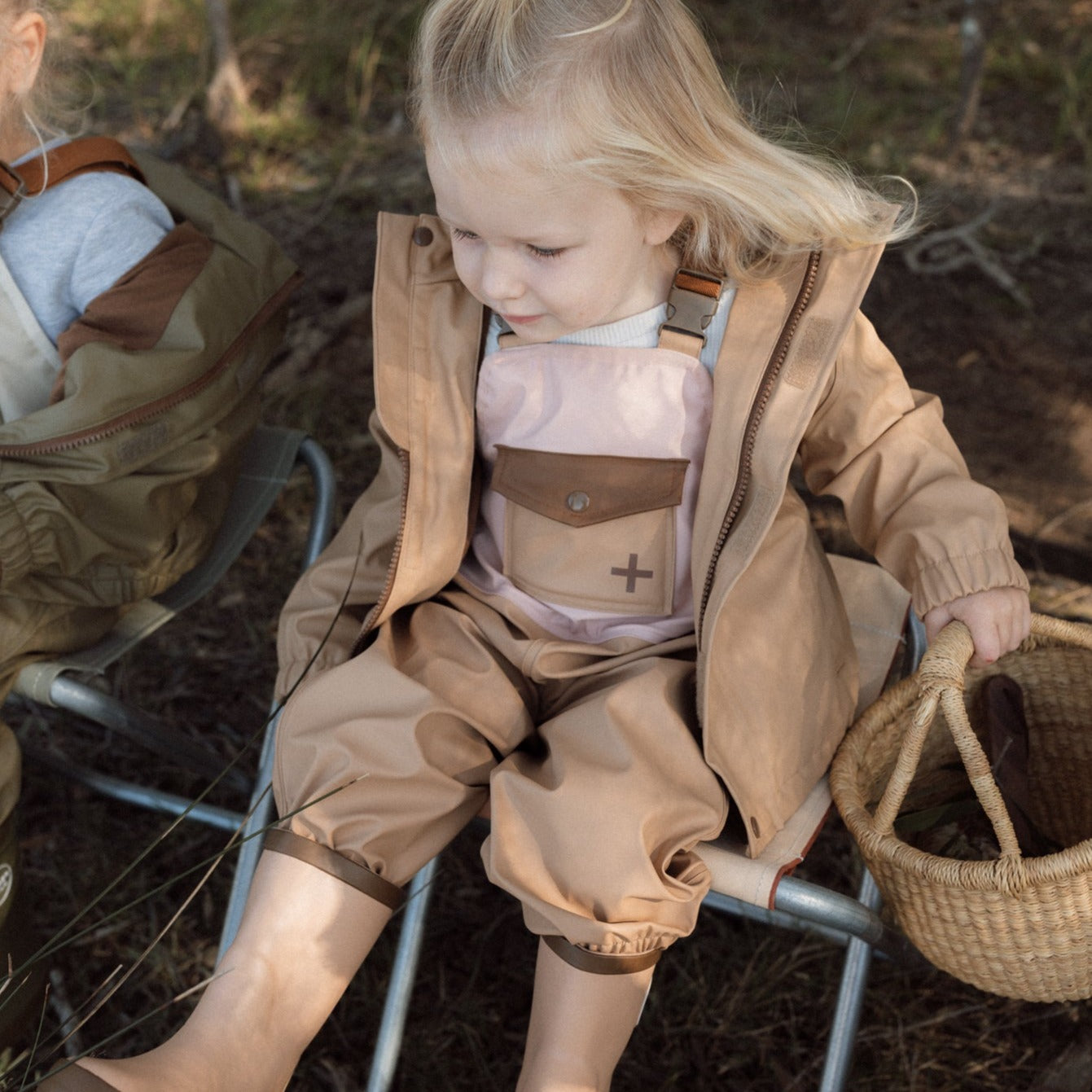 Little Explorer Rain Overalls - Tan/Pink