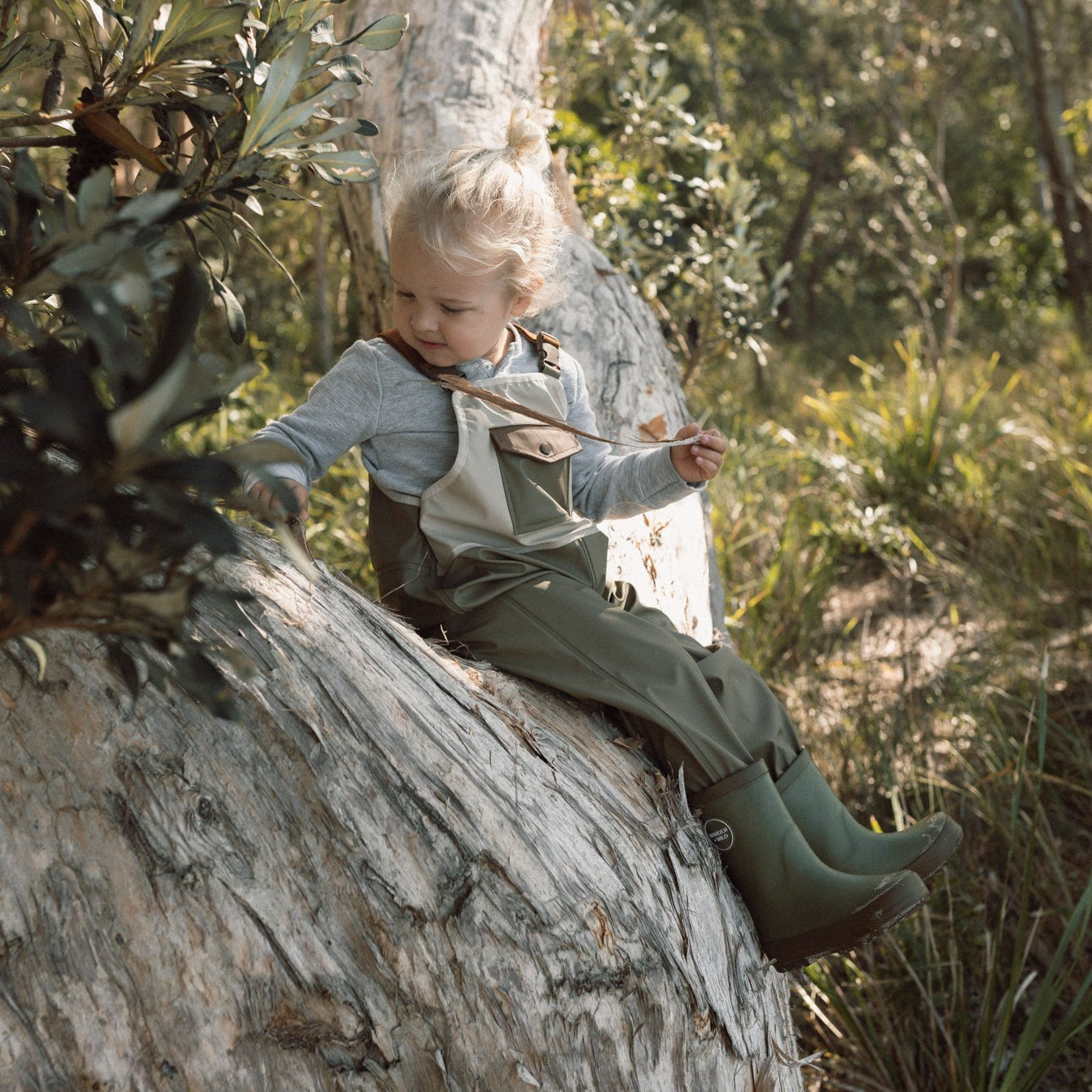Little Explorer Rain Overalls - Green/Sand