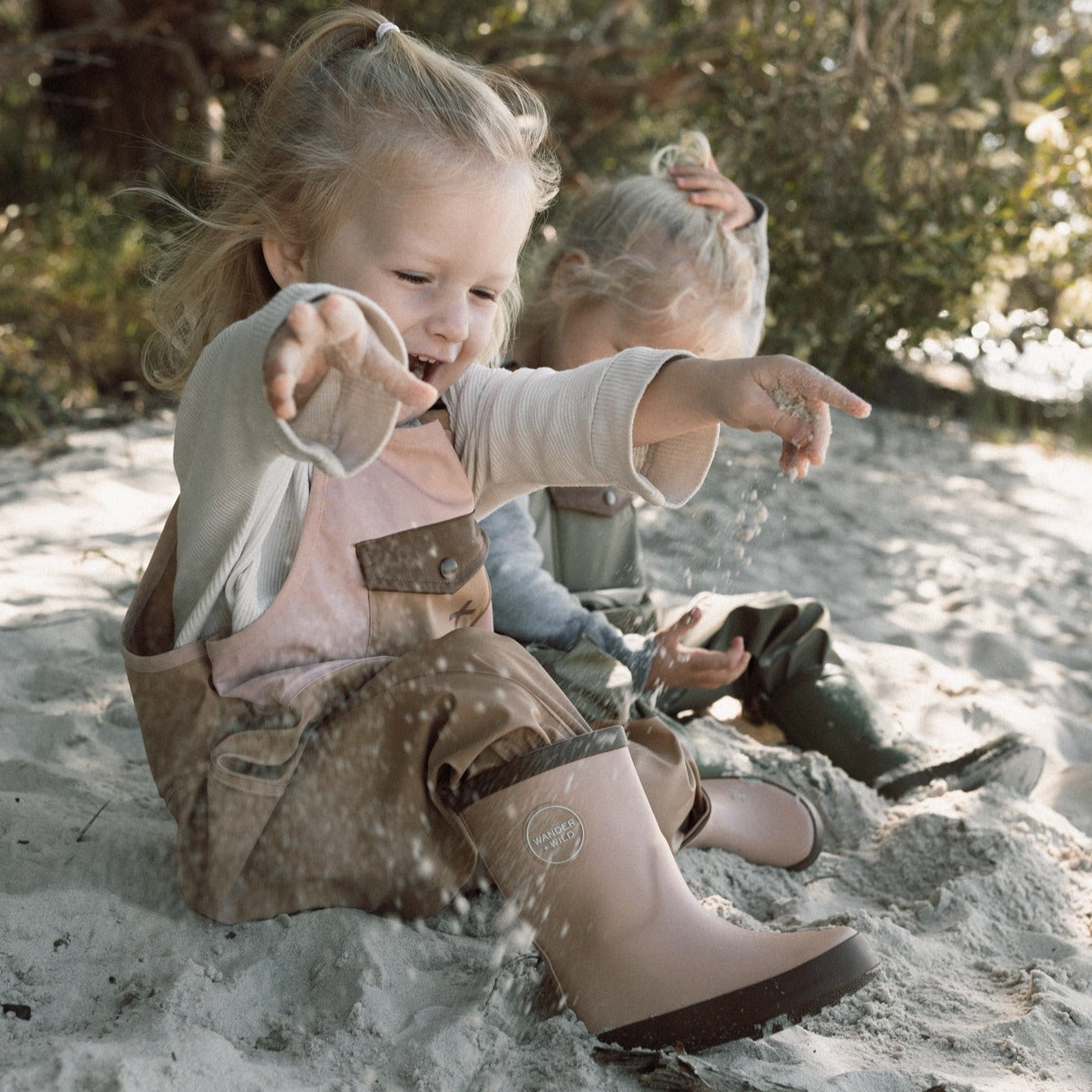 Little Explorer Rain Overalls - Tan/Pink